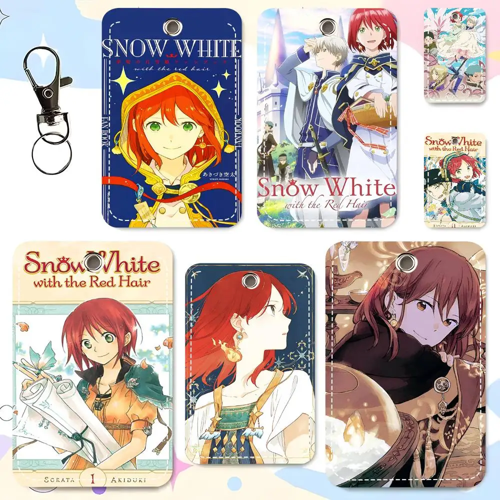 1pc Anime Snow White With The Red Hair Card Case Keychain Access Card Bag Key Tag Ring Leather Card Holder Key Ring Access