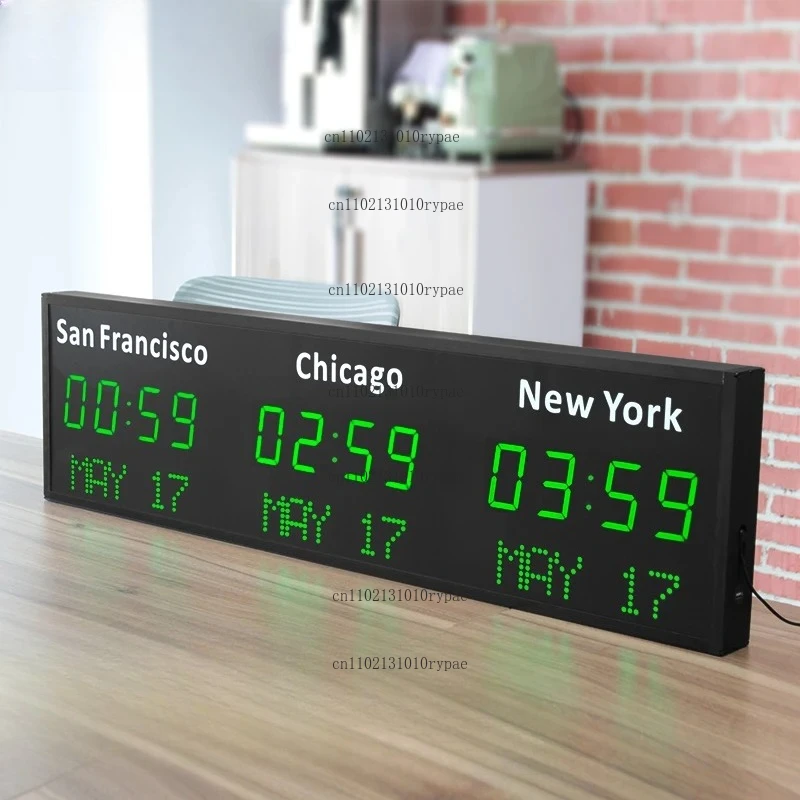 Custom International Time Clock Multi Time Zone Digital Wall World Clocks for Office