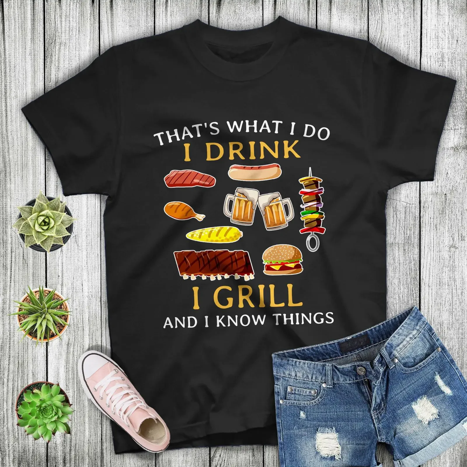 That's What I Do Drink Grill and Know Things T Shirt for  vintage Washed Soft Comfortable graphic Top For Everyday Wear