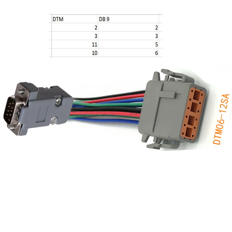 

3 meter DT connector deutsch dtm 12pin DTM06-12SA female 18 AWG Wire DB9 male connector wire harness custom