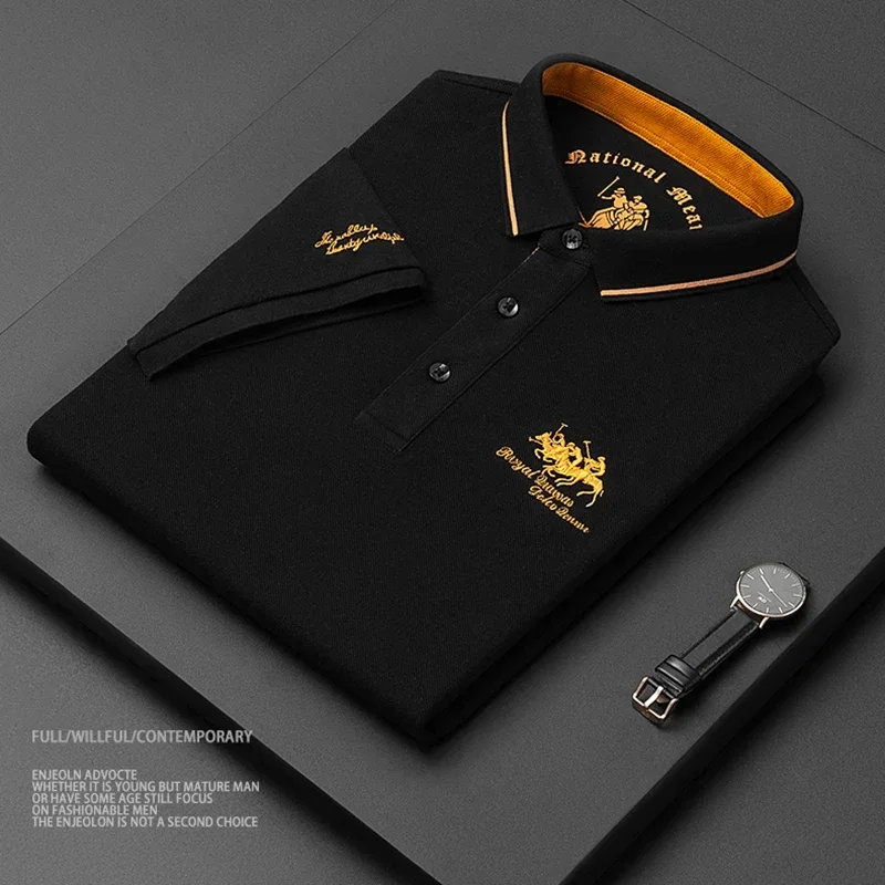 2024 hohe Qualität männer Baumwolle Bestickt Polo-Shirt Sommer Neue High-end-Business Casual Revers Kurzarm T-shirt