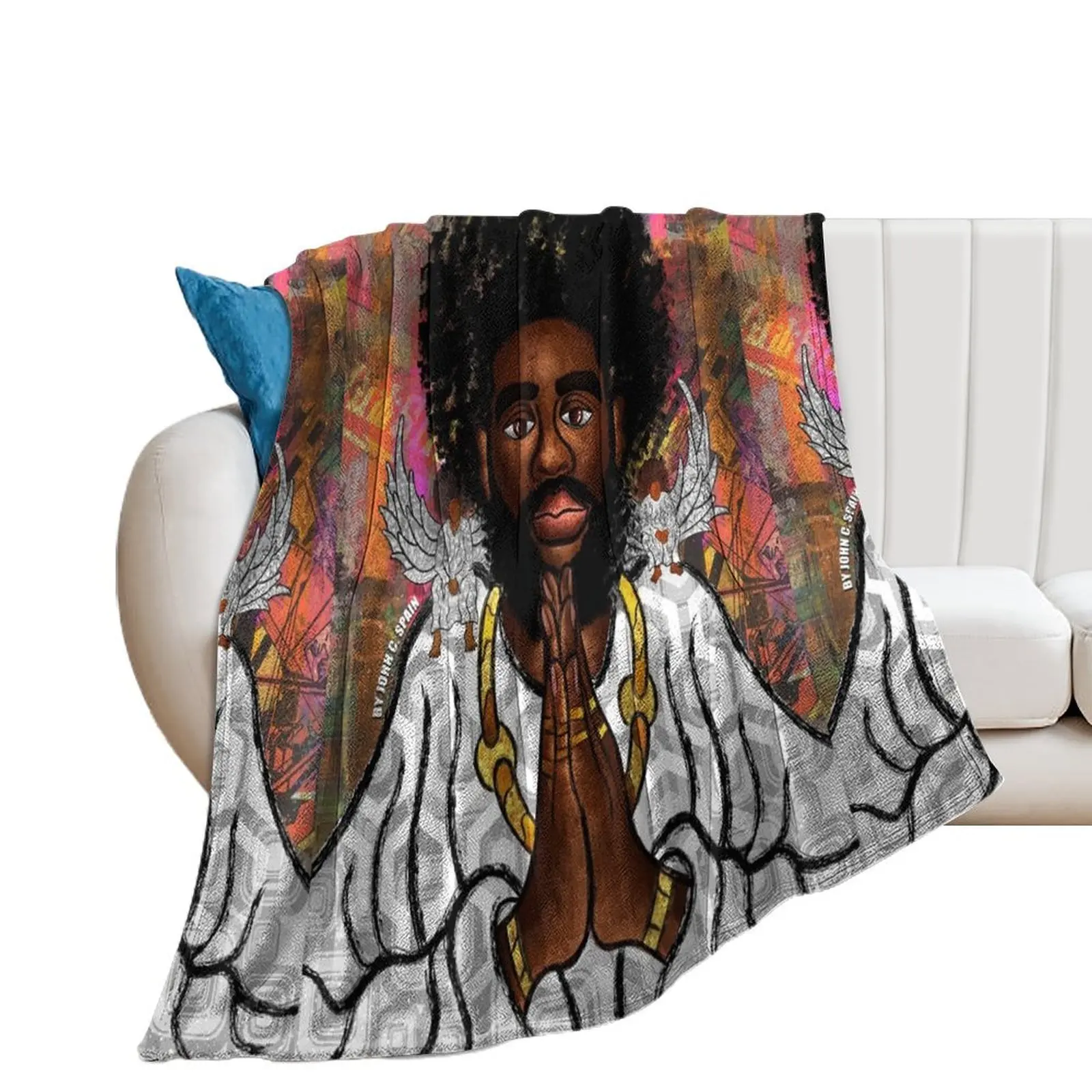 

Black Jesus Throw Blanket Decorative Sofas manga Furrys Thin Blankets