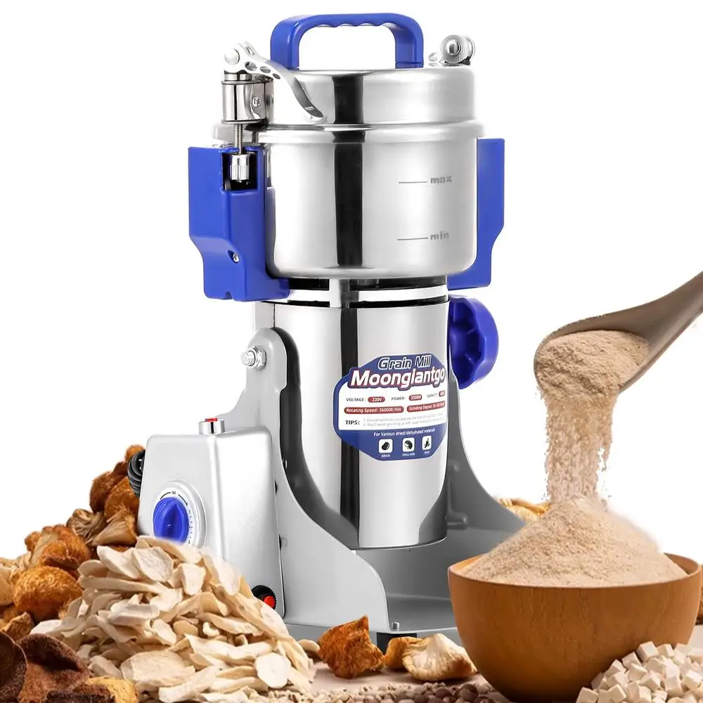 High Speed 2500W Stainless Steel Grinder Mill 800g Electric Spice Pulverizer Dry Grinding Machine Cereal Spices Herb Animal Feed