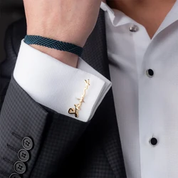 Abotoaduras personalizadas personalizadas personalizadas para homens, abotoaduras de camisa requintadas e elegantes, aço inoxidável, um presente para marido