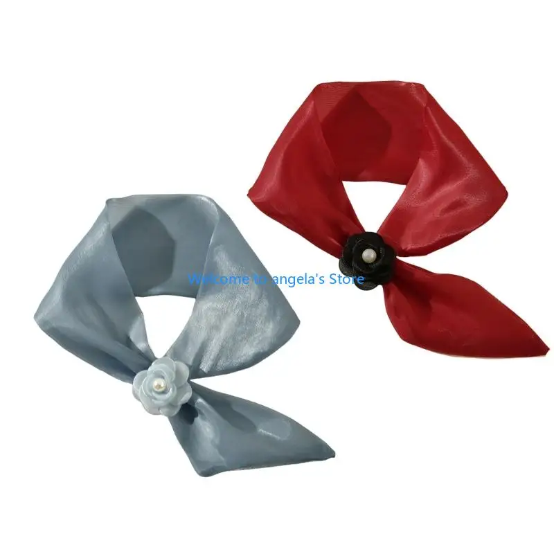 

X4YC Stylish Narrow Neck Scarf Thin Removable Flower Pattern Comfortable Wear for Professional Attires and Evening Wear