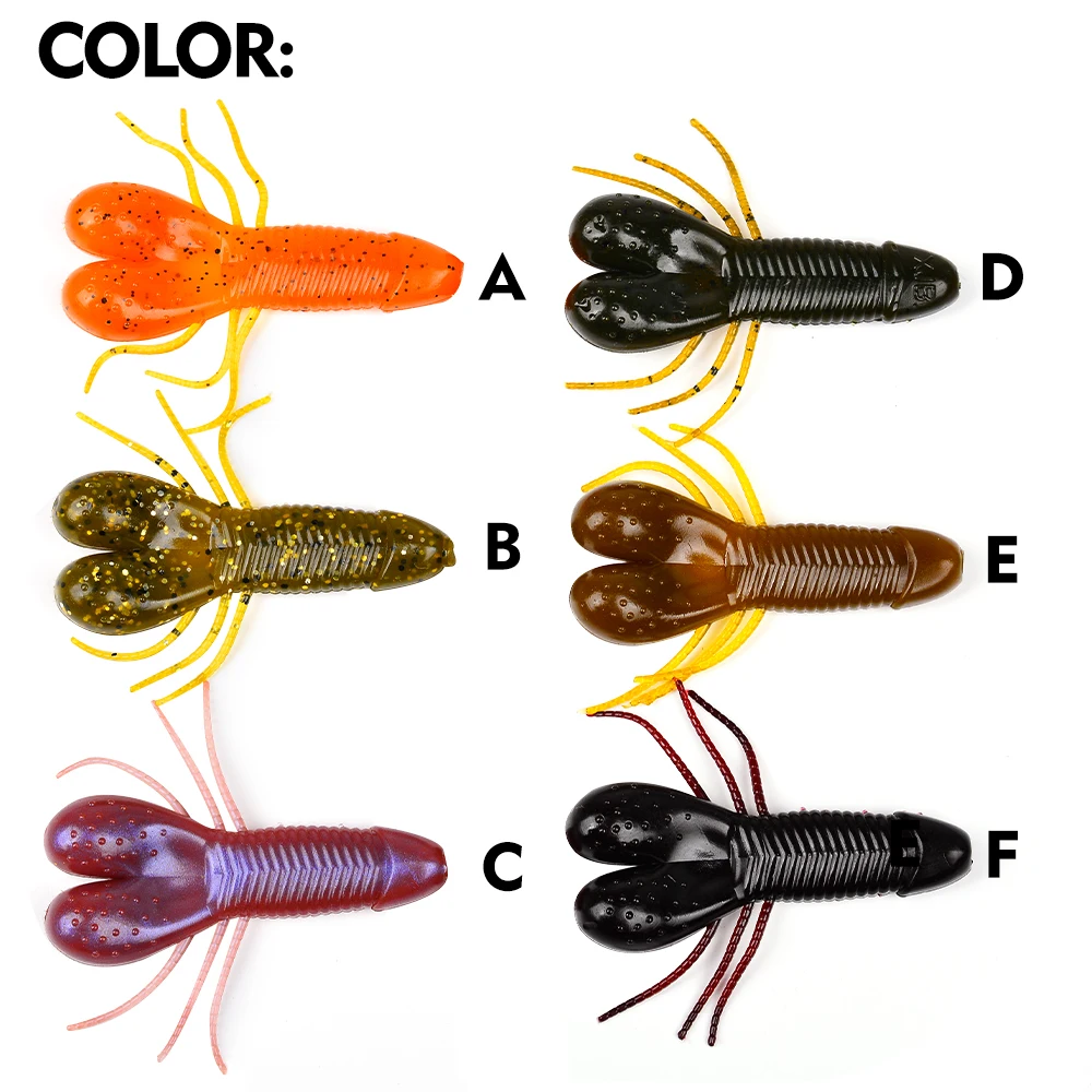 Sunlure 6 einzigartige Farben und Formen Meeresbarsch Forelle Salzwasser-Angelköder 10 Stück/Beutel Geripptes Insektenförmiges Design Biomimetische Weichköder – Detail 1