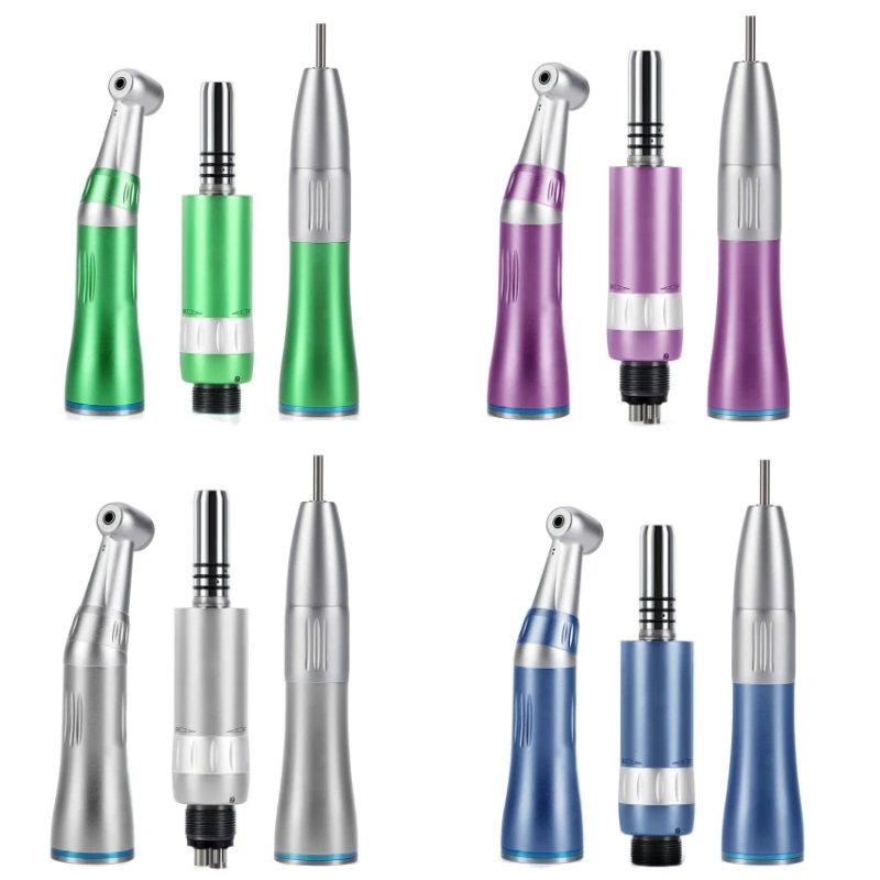 Colorful den tal Inner Water Low Speed Handpiece Kit Inner Water Spray Contra Angle/ Air Motor/ Straight Handpiece 2/4 Hole