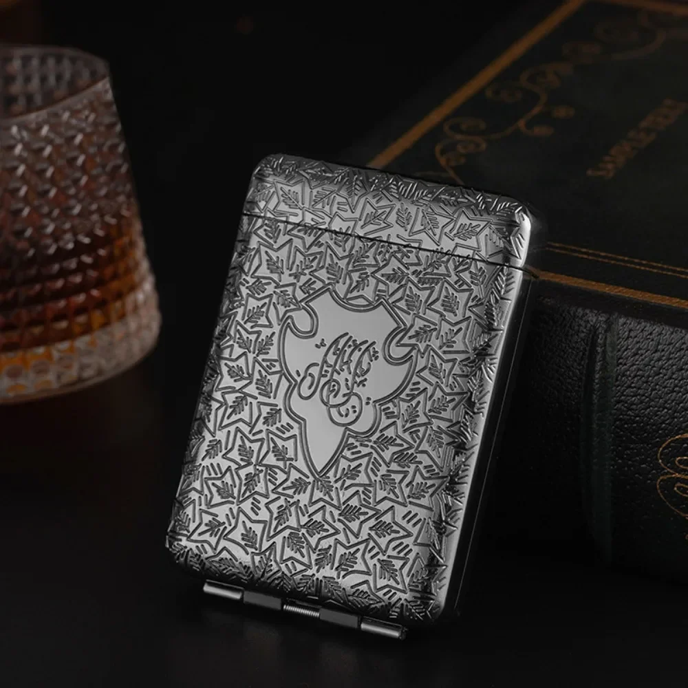 New Luxury Vintage Engraved Cigarette Case Container Pocket Cigarette Case Holder 84mm Cigarette Smoking Storage Box Men Gifts