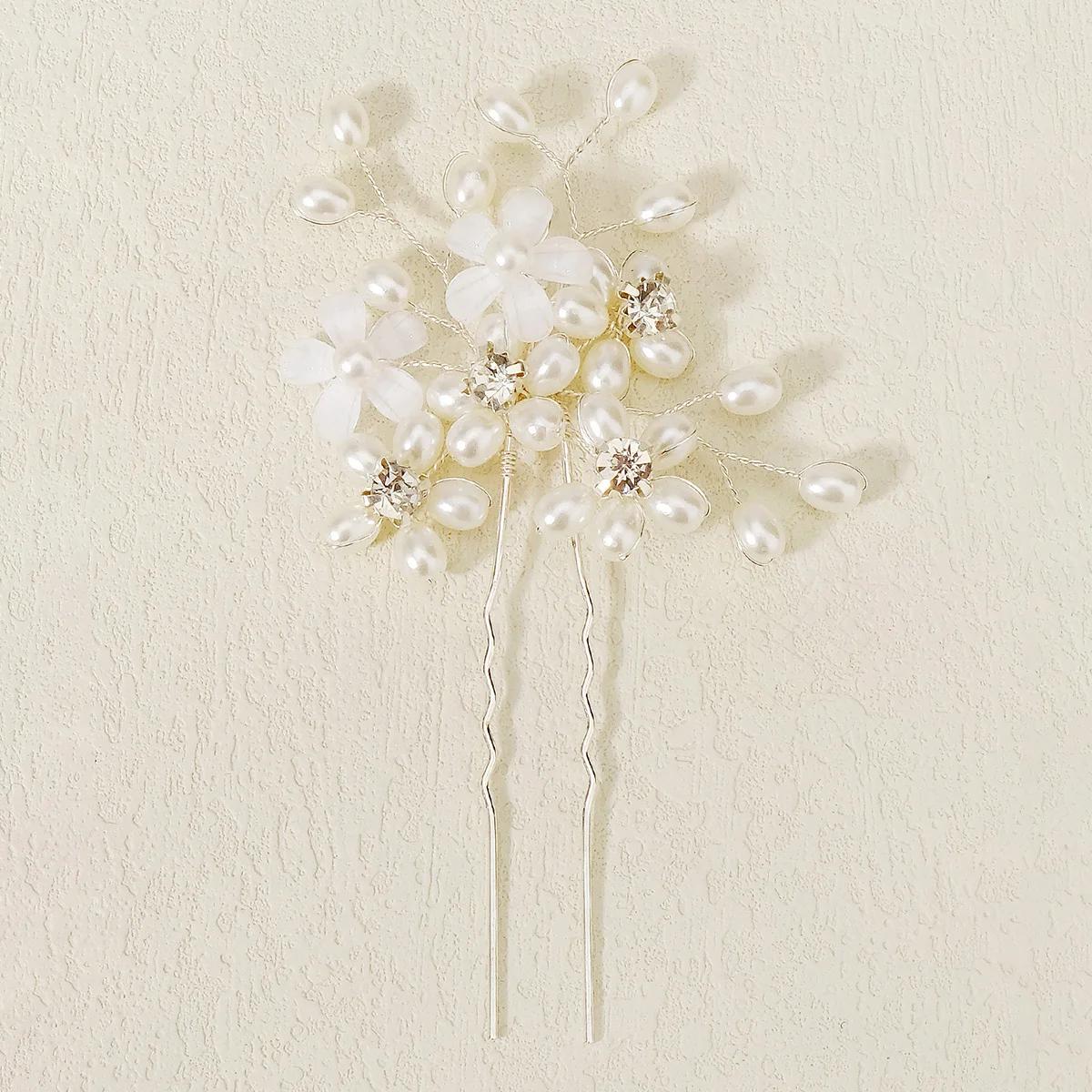 Frauen Blume Haarnadel Stick Hochzeit Braut Kristall Perle Haarnadel U Förmigen Haar Clip Barrettes Haar Zubehör Großhandel – Detail 2