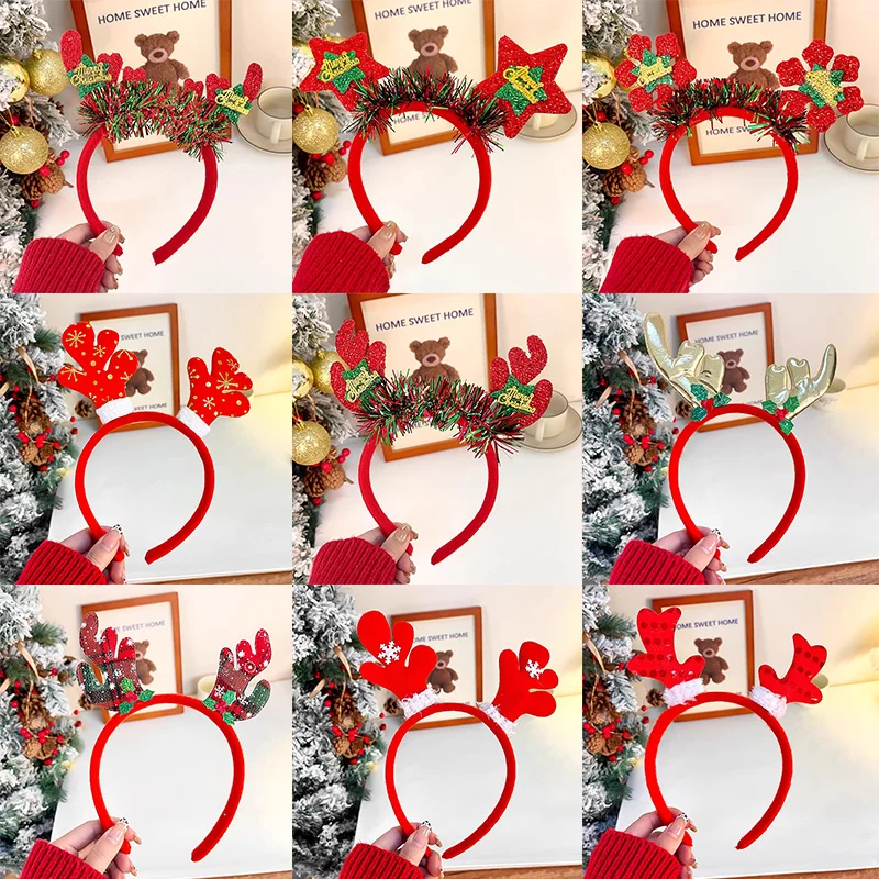 คริสต์มาสอุปกรณ์เสริมผมน่ารักการ์ตูน Santa Claus Antler Hairband สําหรับหญิงสาวน่ารักปาร์ตี้แถบคาดศีรษะผมผม Hoop