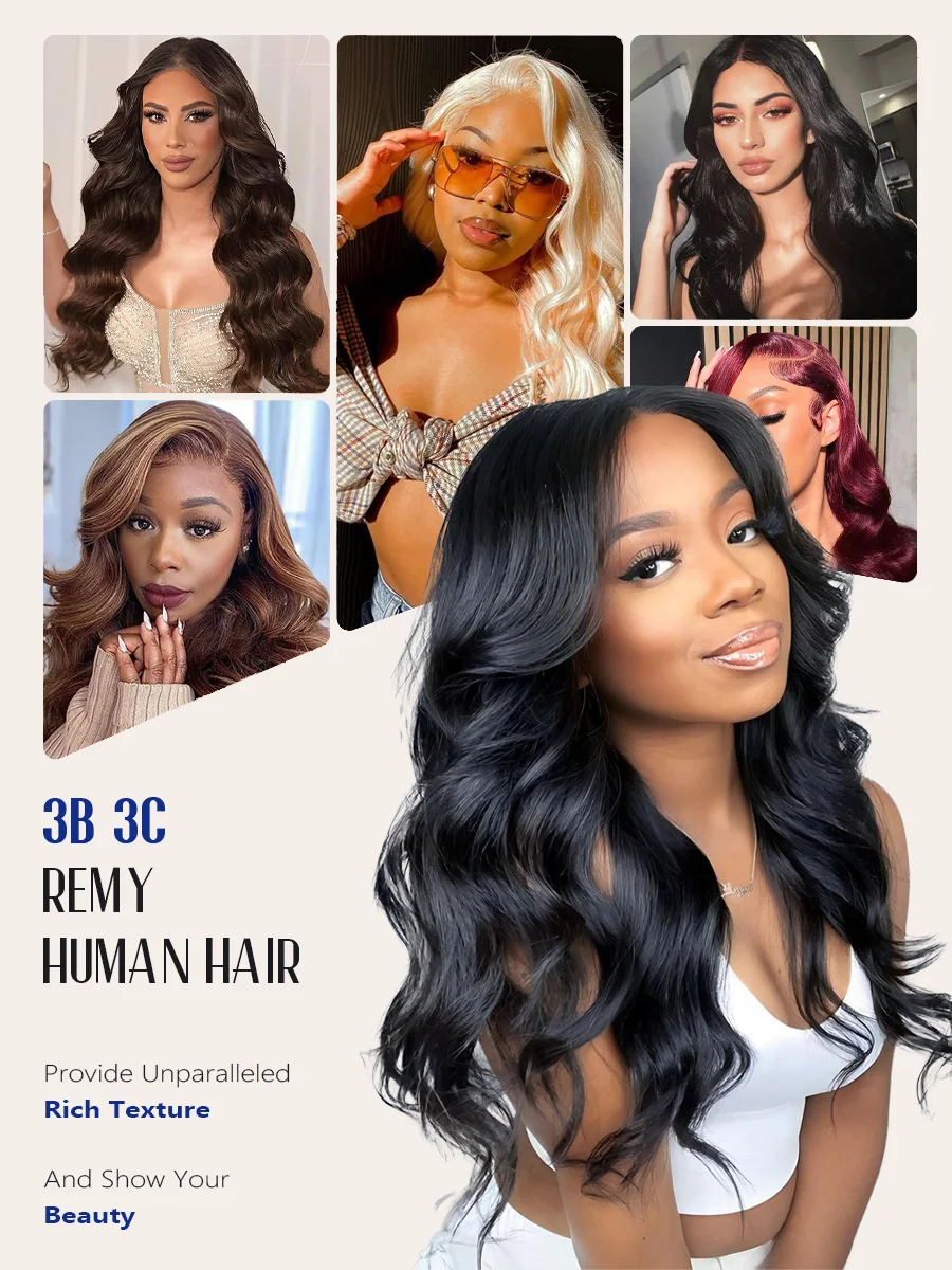 Black Body Wave 1B Human Hair Wigs Natural Color 200% High Density 40 Inches Long-length 360 5x5 13x6 13x4 HD Transparent Lace Frontal Wig Pre Plucked For Women Brazilian Hair image 8