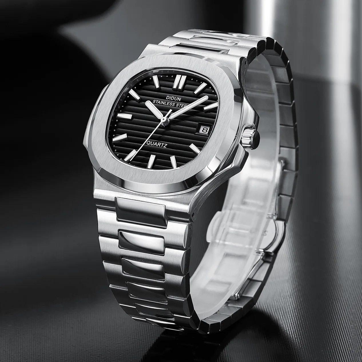 DIDUN DESIGN 正規品 ノーチラスモデル クォーツ メタルバンド DIDUN Men's Luxury Japan Quartz Movement Watch Rose Gold Classic