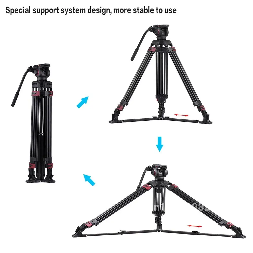 Miliboo MTT609A Professional Photography 3 Sections Tripod Stand Aluminum Alloy for Canon Nikon Sony DSLR Cameras Camcorders