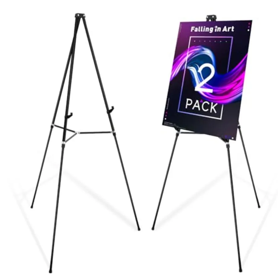 

66" Aluminum Display Easel Presentation Stand with Adjustable Hght for Signs Posters and Whiteboards Black 2 Pack