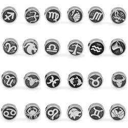 DIY Stainless Steel Twelve Signs Zodiac Charms Beads 12 Constellations Zodiac Signs Beads Fit DIY Jewelry Making Accessories