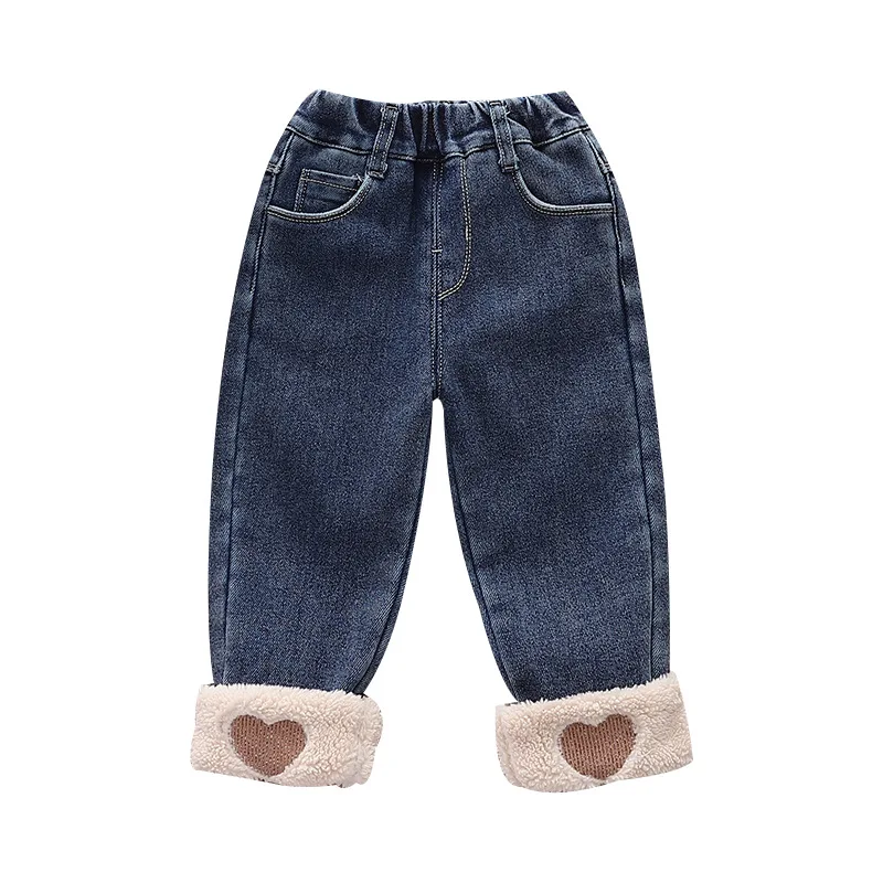 Girls Denim Pants Winter 2023 Children Thick Velvet Jeans Clothing For Baby Girl Warm Trousers Kids Leggings Toddler 1 To 6 Year