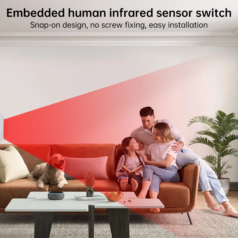 Não ajustável Delay Embedded Human Infrared Sensor Switch, controle de luz opcional, AC110 a 240V, ângulo 120 °