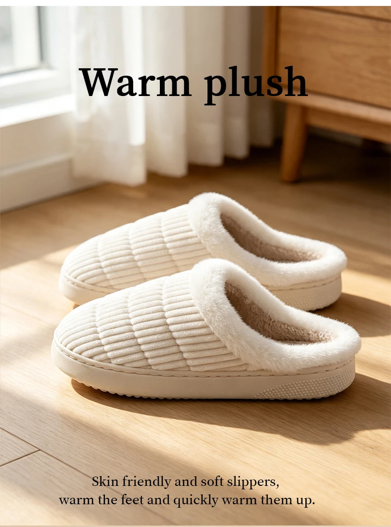Warme Winter-Fleece-Hausschuhe für Herren, rutschfeste Gummisohle, plüschgefütterte gemütliche Hausschuhe, Partnerlook. – Detail 5