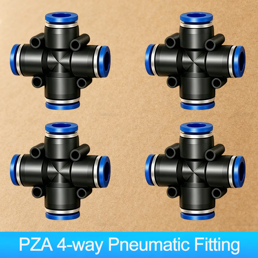 

Straight Push to Fittings PZA-4mm 6mm 8mm 10mm 12mm 1/2" OD 4-way Air Water Hose Tube Quick Release Plastic Pneumatic Connectors