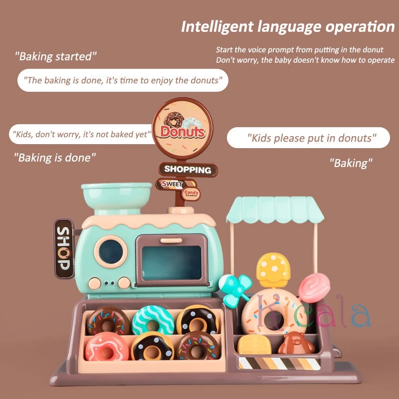Mini tienda de donuts para niños, juego de simulación de comida, juguete de plástico para hornear