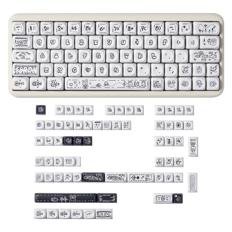 Carrot  Keycaps 130Keys Class MOA Height PBT Sublimation Mechanical Keyboards Caps For Office Gaming Keyboards 