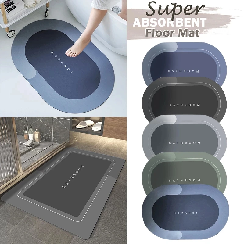 

Supe Absorbent Bath Floor Mat Diatom Mud Soft Diatomite Bath Mat Quick Drying Bathroom Rug Non slip Entrance Doormat Dropshippin