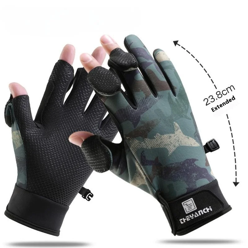 

Fishing Flip Finger Gloves Touch Screen Waterproof Keep Warm Thickened Anti-slip Gloves Freshwater Carp Fishing Accessories