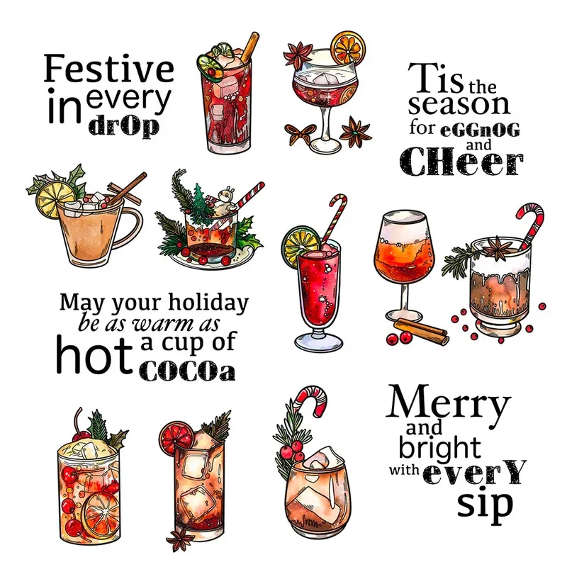 

Festive Party Cups Of Drink Clear Stamp DIY Scrapbooking Supplies Silicone Stamp For Card Making Albums Decor