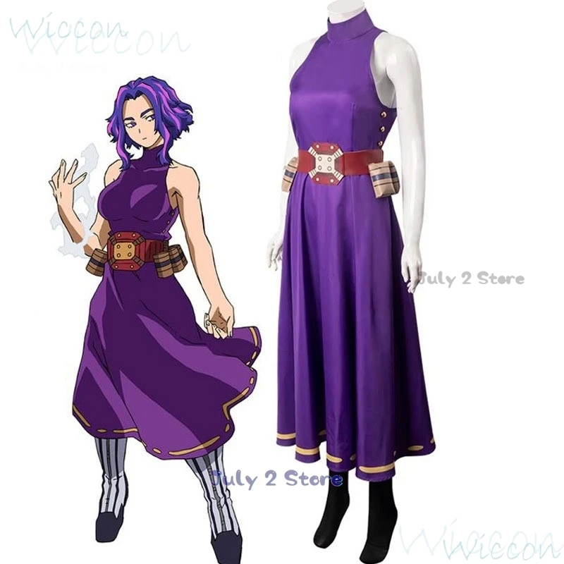 Anime Lady Nagant Cosplay My Hero Tsutsumi Kaina Purple Skirt Purple Wig Academia Justice Uniform Prop Party Outfit for Women