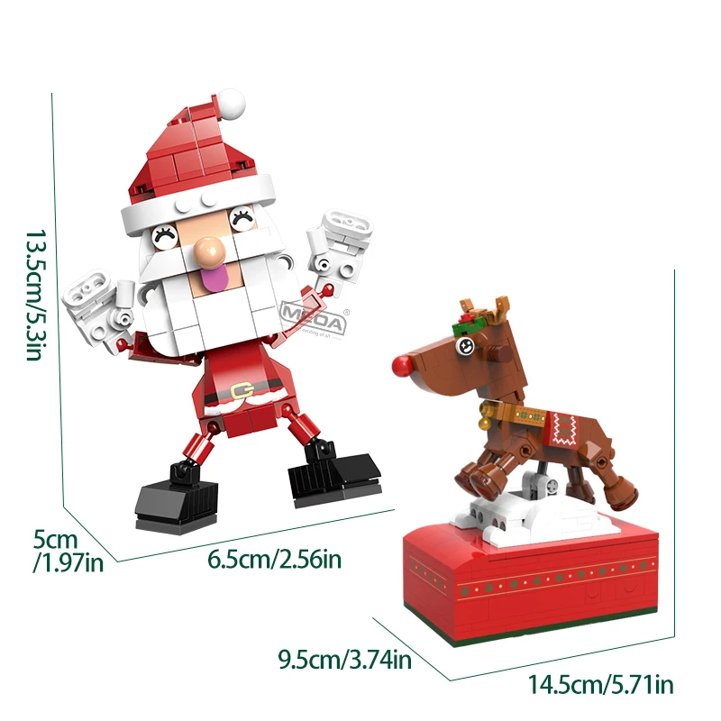 Bloques de construcción de renos de Navidad DIY, ladrillos de Papá Noel con caja de música, ladrillos autoensamblados para cumpleaños, regalos de cumpleaños, 440 Uds.