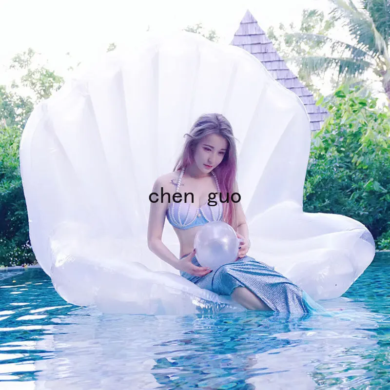 Pearl shell PVC inflatable floating row cross-border spot swimming pool floating mat sofa water floating bed deck chair toy
