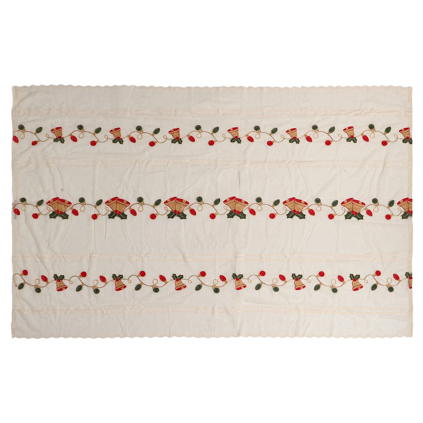 

Christmas Tablecloth Embroidered Elegant Soft Polyester Washable Dining Table Cover Festive Holiday Dining Applique Table Runner