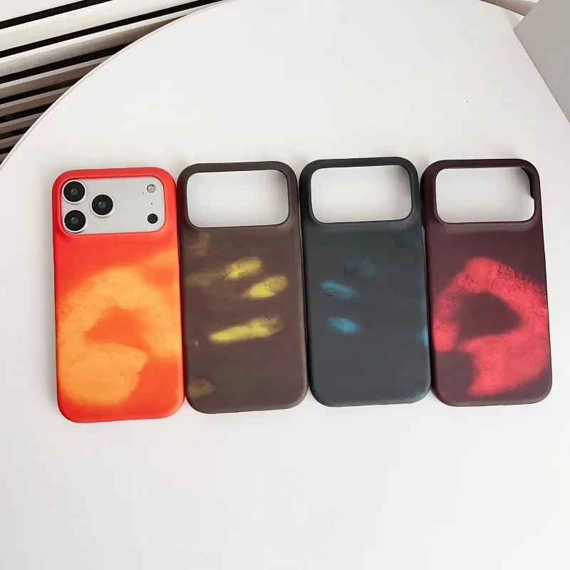 Fashion Ins Thermal Phone Case For iPhone 17 16 15 14 13 12 11 Pro Max Plus Heat Activated Color Changing Touch Sensitive Cover