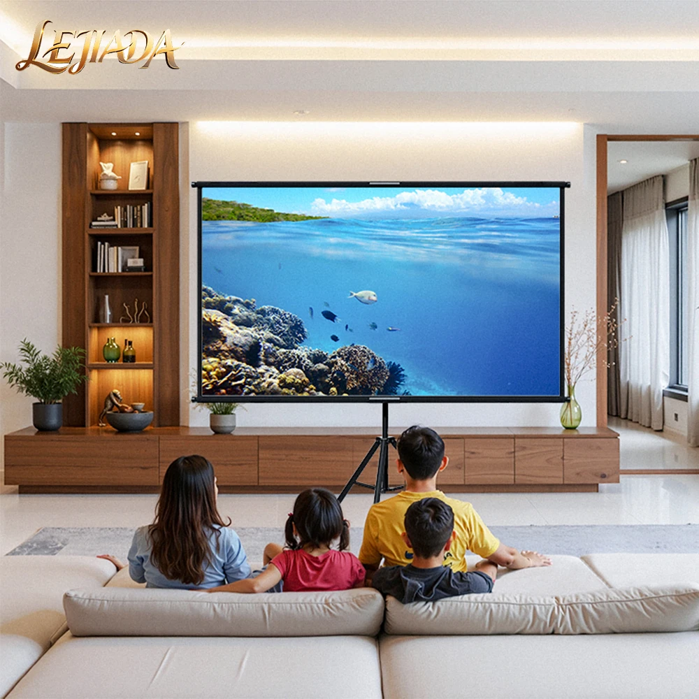

LEJIADA Anti-Light Single Bracket Wall Mount 2-in-1 Metallic Gray Projection Screen 30° Viewing Angle Portable 60/84/100/120Inch