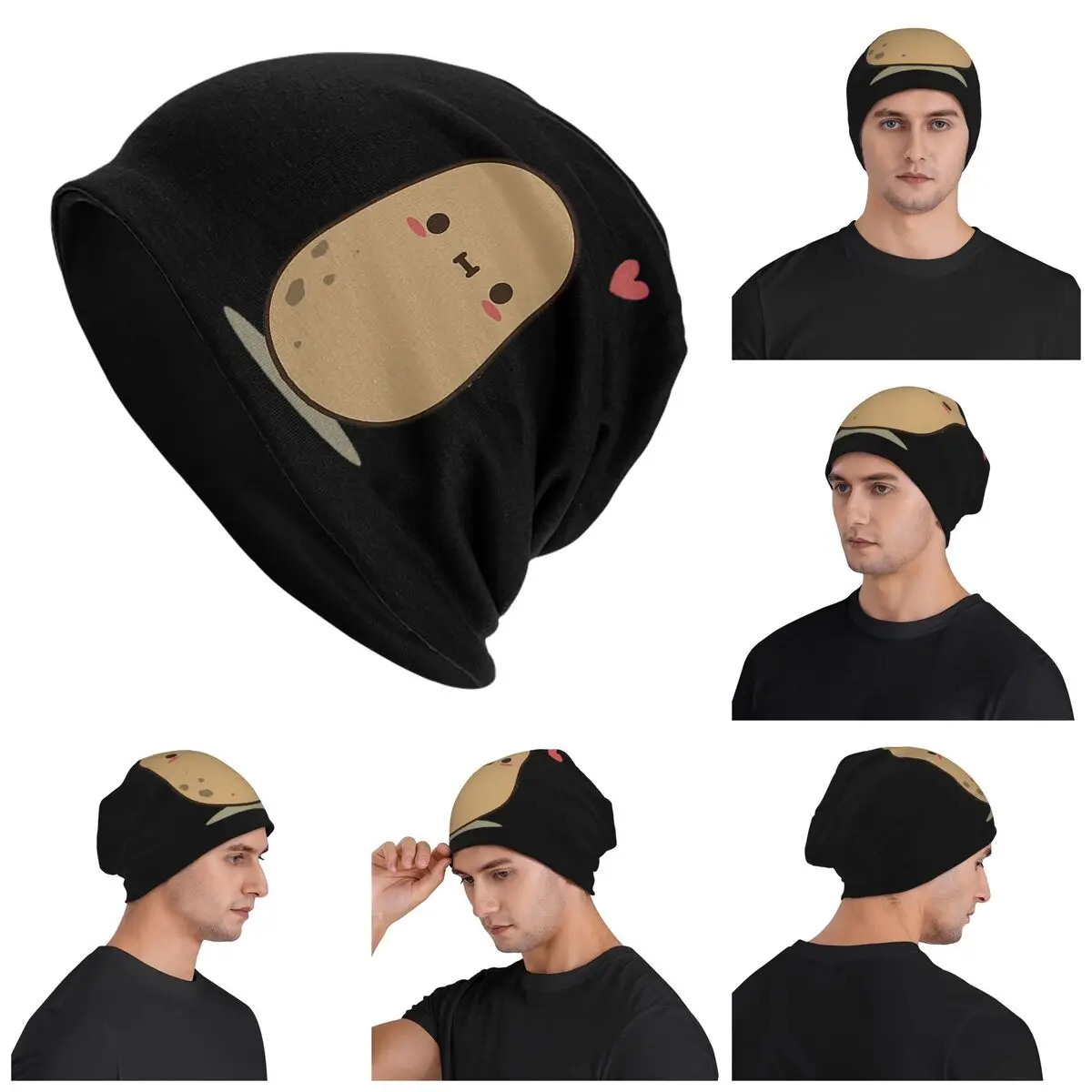 

Cute Potato In Love Warm Knitted Cap Fashion Bonnet Hat Autumn Winter Outdoor Beanies Hats for Men Women Adult