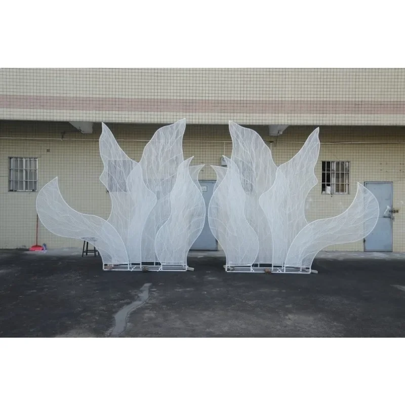 Iron Butterfly Sticker White Butterfly Wings Wrought Iron Ornament Butterfly Dance Background Feather Wedding Arrangement