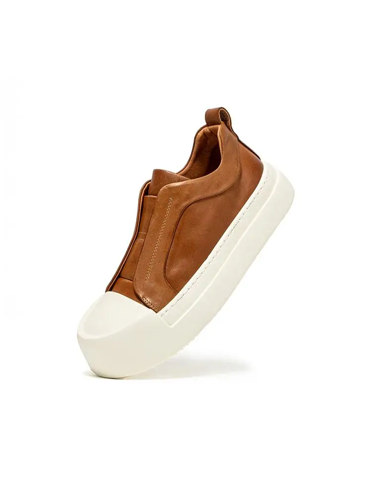 

Новинка весны 2024 года, мужские удобные кожаные слипоны в стиле ретро Trendy oes, повседневные туфли без шнуровки в стиле ретро, модные Lazy oes