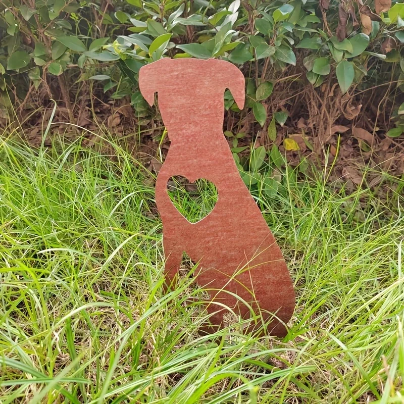 [2D Flat] Vintage Rust Dog Metal Garden Stake Ground Spike Gift Housewarming Christmas Friends Farmhouse Lawn Ornaments