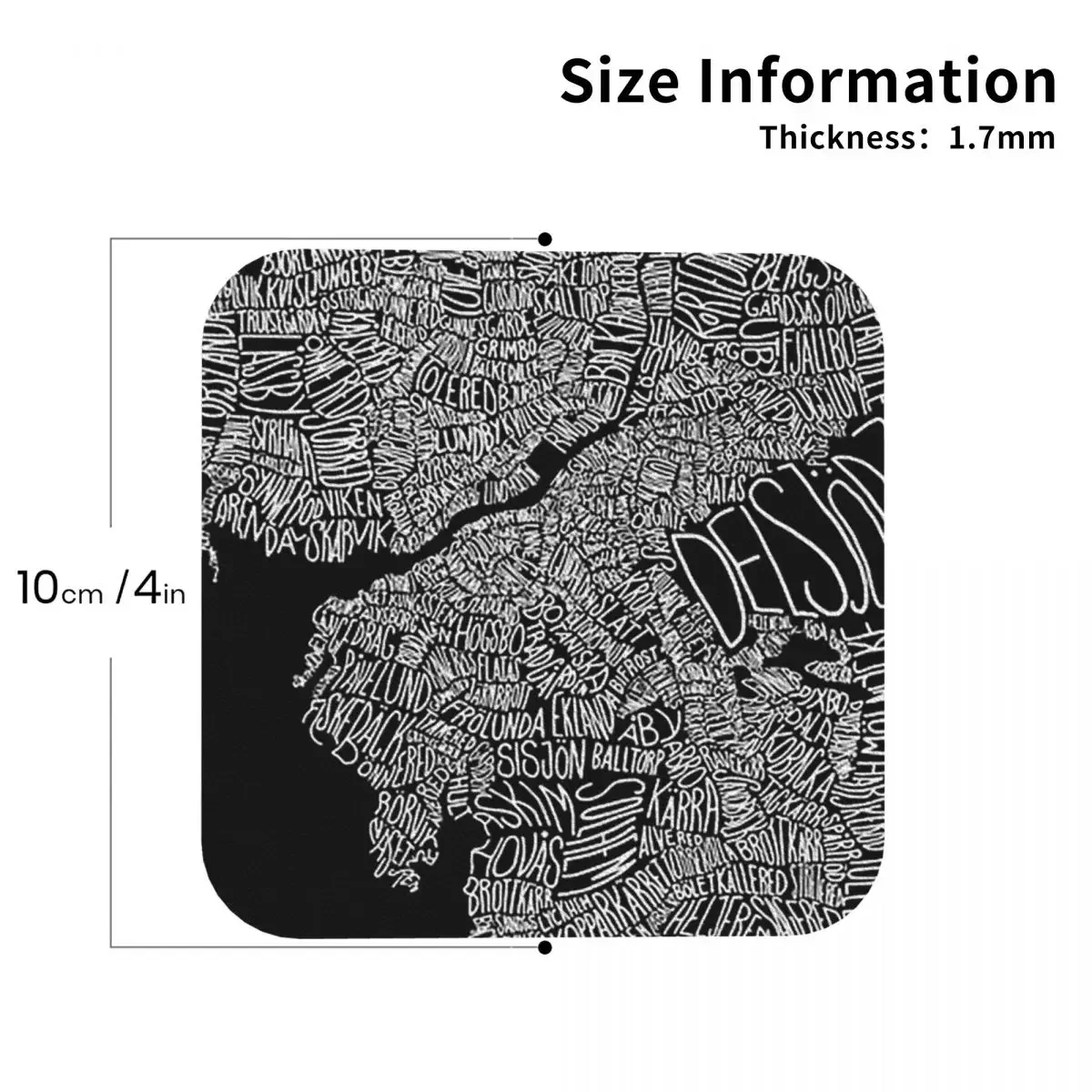 Typographic Map Of Gothenburg Coasters Kitchen Placemats Non-slip Insulation Cup Coffee Mats For Home Tableware Pads Set of 4 image 5