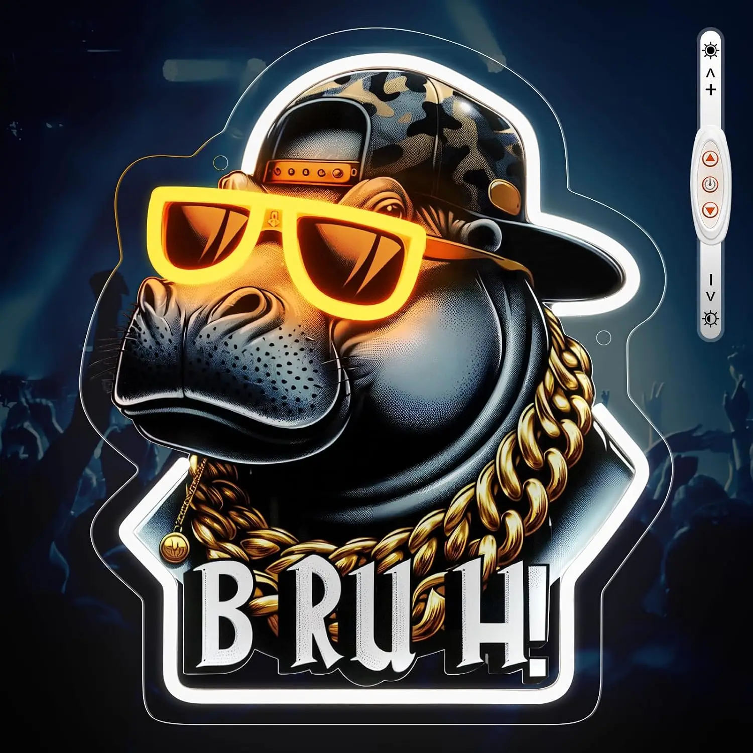 Bruh Neon Sign USB Powered Hippo LED Neon Light Restaurant Bar Party Bedroom Game Room Home Aesthetic Decor Night Light Gift