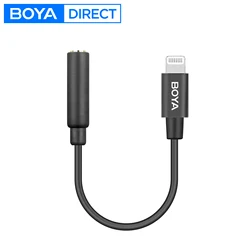 BOYA BY-K3 Microphone Audio Adapter Cable 3.5mm TRRS Female to MFi Certified Lightning for iPhone iPad iPod touch iOS Devices