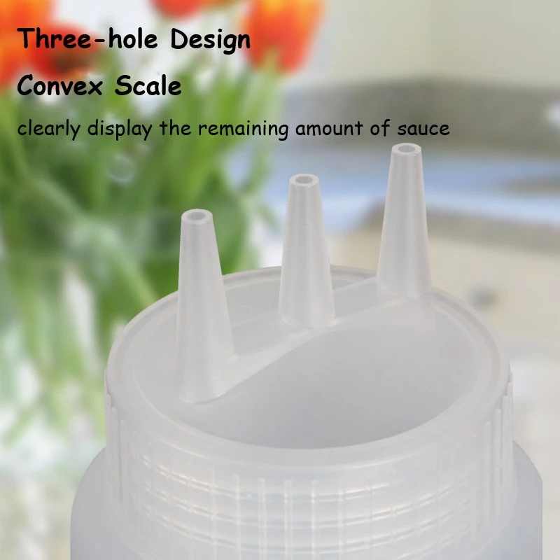 3-Hole Squeeze Condiment Bottles Dispenser Container Salad Dressing Seasoning Ketchup Mustard Reusable Storage Jar Kitchen Tools