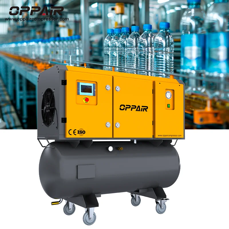 Hot Sales 3-In-1 Air Compressor 4Kw/5.5Kw/7.5Kw All in One 8Bar 10Bar Industrial Rotary Screw Air Compressor With Tank and Dryer