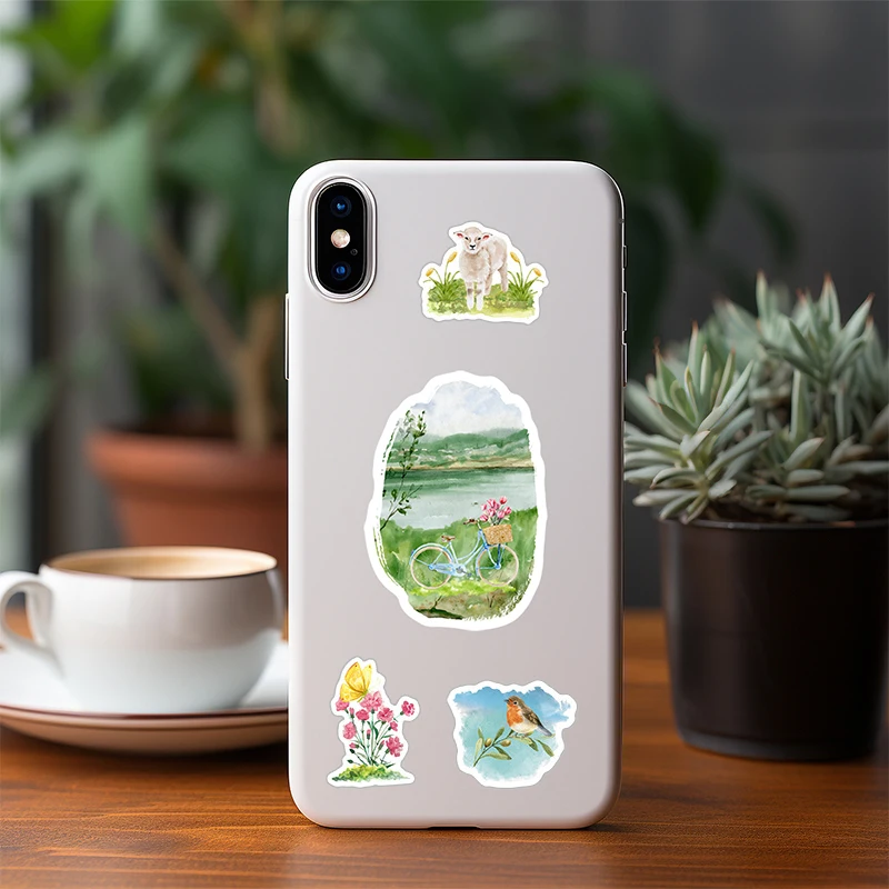 50PCS Stiker Pantai Musim Panas Stiker Estetika Stiker Cat Air Musim Panas Vinyl Tahan Air untuk Laptop Botol Air Scrapbook