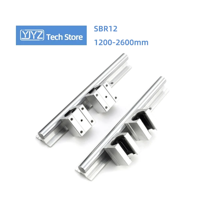 

High Precision 2PCS SBR12 Linear Guide Rail Length 1200-2600mm Standard 4PCS SBR12UU Slider CNC Machines Combination Set