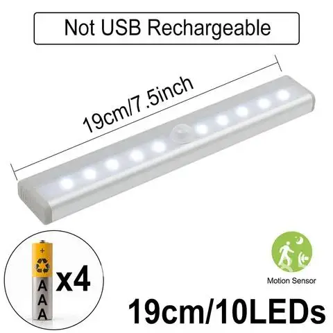 

Closet Light LED 6 10 24 40 60 Cabinet Under Lighting USB Rechargeable Motion Sensor Wireless,Battery Operated Night LED