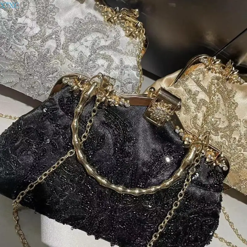 

X7XC Sophisticated Floral Embroidered Clutch Shoulder Bag for Women’s Prom Gatherings