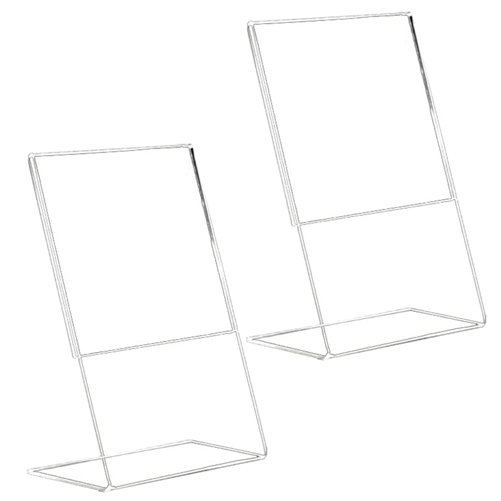 

2Pcs Acrylic Display Board Stand Sign Holder Transparent Tabletop Counter Menu Rack Desk Organizers Storage Display