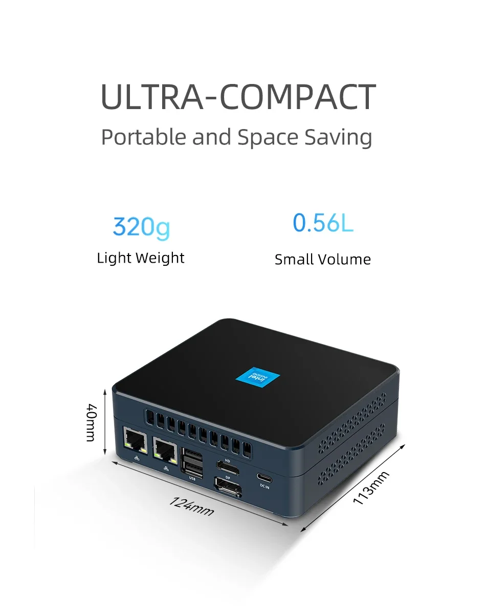 Mini PC Intel N200 DDR5 4800MHz M.2 SSD NVMe Win11 Linux WiFi6 Bluetooth5.2 4K 8K 60Hz Type-C HDMI/DP 2.5G LAN USB3.2 Computer