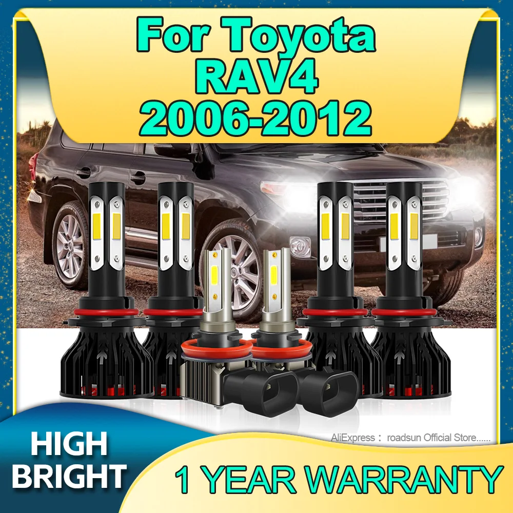 

2/6Pcs Headlight High Power 180W Turbo Lamp 9005 9006 6000K Car Fog Light H11 For Toyota RAV4 2006 2007 2008 2009 2010 2011 2012